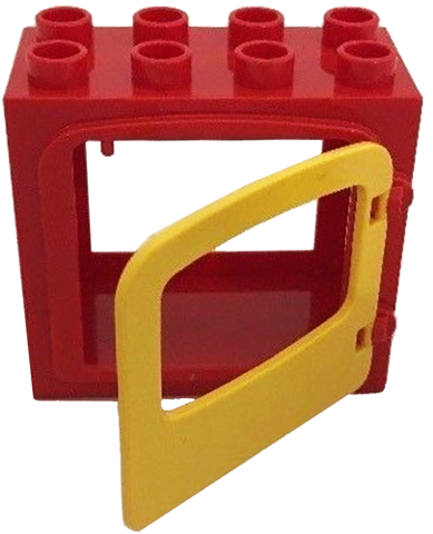 Lego Duplo Door / Window Frame 2 x 4 x 3 Raised Door Outline with Yellow Door / Window with Single Pane and Interior Top Clip (2332 / 4247)