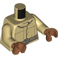 Lego Torso, Rebel Coverall, Dark Tan Belt print, Tan Arms, Sienna Brown Hands / Tan