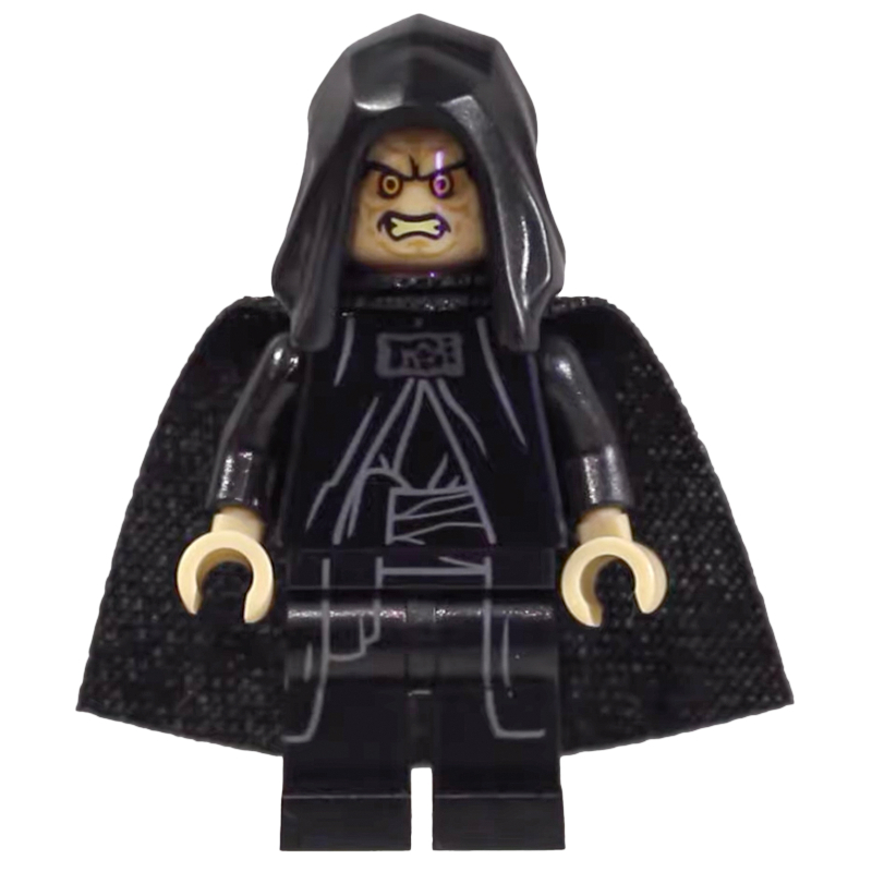 Lego Emperor Palpatine, Tan Skin, Open Hood (19888 Cape)