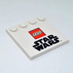 Plate Special 4 x 4, Studs on One Edge with 'Lego Star Wars' Logo Print / White