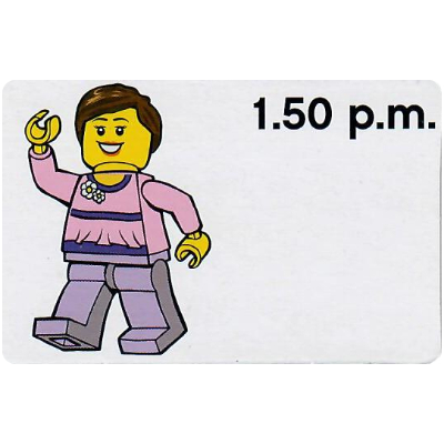 Lego Activity Card, Time-Teaching 12-Hour Clock 1.50 p.m., Female / [No Color/Any Color]