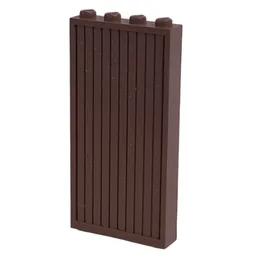 Modulex Door Panel 1 x 4 x 8 Ridged with M on Studs / Modulex Brown