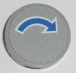 Tile, Round 2 x 2 with Blue Curved Arrow with White Outline Pattern (Sticker) - Set 7990