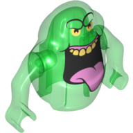 Lego Creature, Ghost with moveable Arms - Tongue and Upper Teeth Print (Ghostbusters Slimer) / Trans-Green