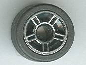 Lego Wheel 11mm D. x 6mm with 5 Spokes with Silver Outline Pattern with Black Tire 14mm D. x 6mm Solid Smooth (50944pb01 / 50945)