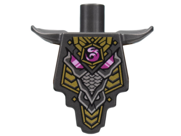 Lego Torso, Modified Short with Smooth Armor Breastplate with Shoulder Pads and Magenta Crystal, Gold and Silver Trim Pattern