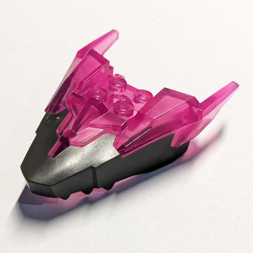 Lego Creature Body Part, Dragon Head with Trans-Dark Pink Horns Pattern