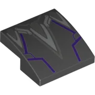 Brick Curved 2 x 2 x 2/3 with Dark Purple/Light Bluish Grey Stripes Print / Black