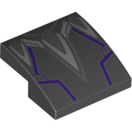 Lego Brick Curved 2 x 2 x 2/3 with Dark Purple/Light Bluish Grey Stripes print / Black