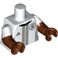 Lego Torso, Dual Molded Arms, Adidas and DFB Logos / 'BOATENG 17' Back Print, White Sleeves Pattern, Reddish Brown Arms and Hands / White