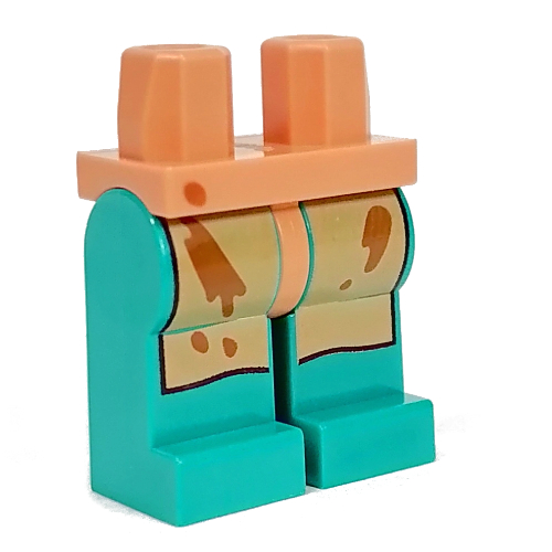 Lego Hips and Dark Turquoise Legs with Dark Tan Apron, Medium Nougat Clay Splatters print