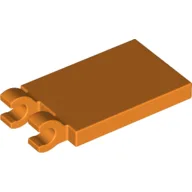 Tile Special 2 x 3 with 2 Clips without Tab between Clips / Orange