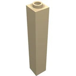 Brick 1 x 1 x 5 with Blocked Open or Hollow Stud / Tan