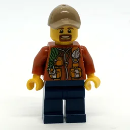 Explorer, Jacket with Pouches, Radio, and Rope, Dark Tan Cap, Goatee Beard
