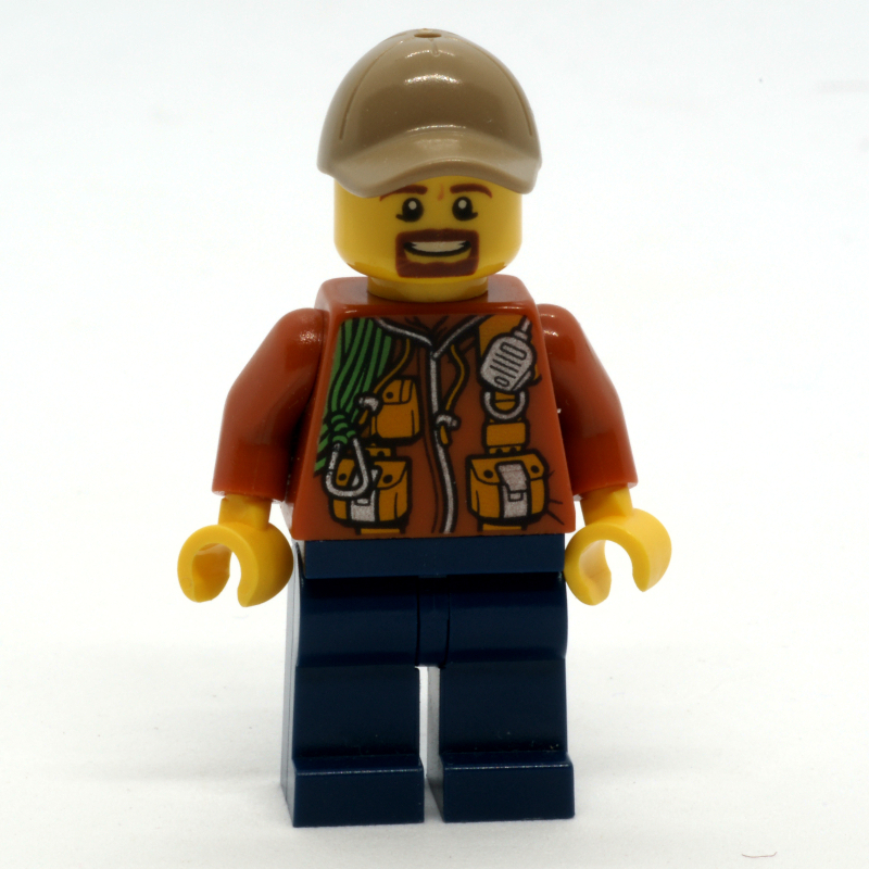 Lego Explorer, Jacket with Pouches, Radio, and Rope, Dark Tan Cap, Goatee Beard