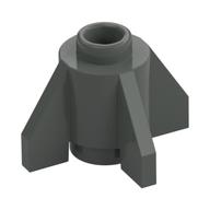 Lego Brick Round 1 x 1 with Fins, Open Stud / Dark Gray