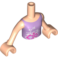 Lego Minidoll Torso Girl with Medium Lavender Top, Magenta and White Flowers Print, Light Nougat Arms and Hands / Light Nougat