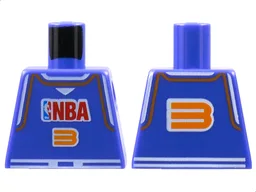 Torso Basketball Jersey Tank Top with White Trim, NBA Logo, and Orange Number 3 Pattern / Violet