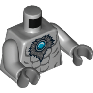 Lego Torso Bare Chest with Muscles and Chi Orb Print, Light Bluish Gray Arms, Dark Bluish Gray Hands / Light Bluish Gray