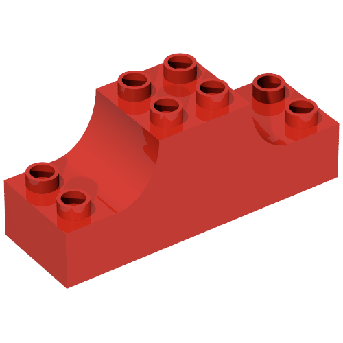 Lego Duplo Brick 2 x 6 x 2 with Curved Ends / Red