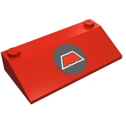 Brick Sloped 33° 3 x 6 with MTron Logo Print / Red