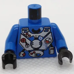 Torso Armor, Silver Diving Suit with Gauges and Buttons Print (Hydronaut), Blue Arms, Black Hands / Blue