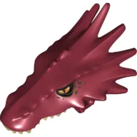 Creature Body Part, Dragon Head Upper Jaw with Spikes with Tan Teeth and Orange Eyes Print / Dark Red