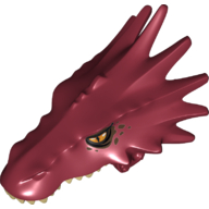 Lego Creature Body Part, Dragon Head Upper Jaw with Spikes with Tan Teeth and Orange Eyes Print
