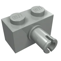 Brick Special 1 x 2 with Pin / Light Gray