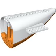 Lego Aircraft Fuselage Curved Aft Section with White Top / Orange