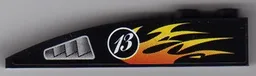 Slope, Curved 6 x 1 with 2 Studs with Silver Air Intake, White '13' in Circle and Flames Pattern Model Left (Sticker) - Set 8899