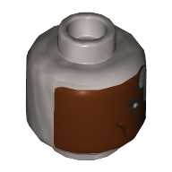 Lego Minifig Head Cyborg, Half Face, Half Metal Plates with Red Eye Print / Flat Silver