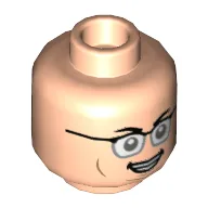 Minifig Head Dennis Nedry, Smile / Blue Poison Splash Print / Light Nougat