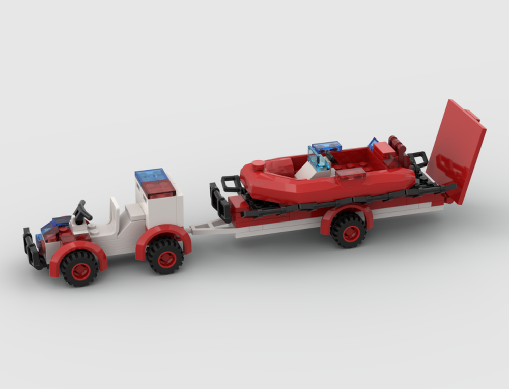Lego Rescue ATV with Boat and Trailer