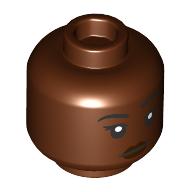Lego Minifig Head Angelina Johnson, Smile with Teeth / Raised Eyebrow print / Reddish Brown
