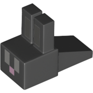 Lego Animal Body Part, Rabbit Head Blocky with Dark Bluish Grey Ears, Light Bluish Grey Eyes Print / Black