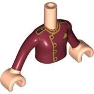 Lego Minidoll Torso Girl with Dark Red Uniform, Gold Trim print, Light Nougat Arms and Hands / Light Nougat