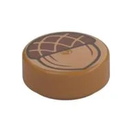 Tile Round 1 x 1 with Reddish Brown Acorn Print / Medium Nougat