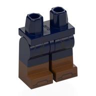 Lego Hips with Dark Blue Legs and Reddish Brown Boots Pattern with Black Armor, Toes print / Dark Blue
