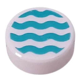Tile Round 1 x 1 with Dark Turquoise Squiggly Line Print / White