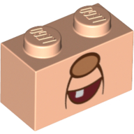 Lego Brick 1 x 2 with Nose, Open Mouth, Tooth print / Light Nougat