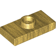 Lego Plate Special 1 x 2 with 1 Stud with Groove and Inside Stud Holder (Jumper) / Pearl Gold