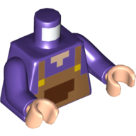 Lego Torso Apron, Pixelated with Reddish Brown Pocket, Light Nougat Neck Print, Dark Purple Arms, Light Nougat Hands / Dark Purple
