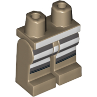 Lego Hips and Dark Tan Legs with Black/White/Dark Bluish Grey Stripes print / Dark Tan