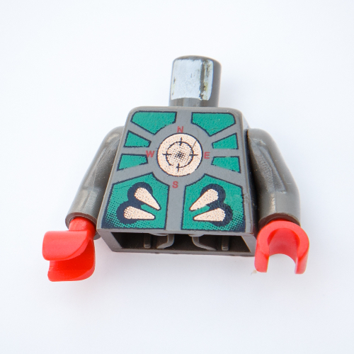Lego Torso Stingray Dark Turquoise, Black, and Gold Print, Dark Gray Arms, Red Hands / Dark Gray