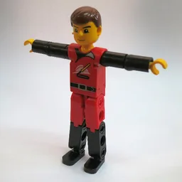 Technic Figure Red/Black Legs, Red Top, Brown Hair [Fireman] / [No Color/Any Color]