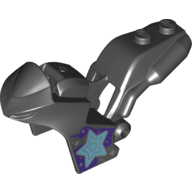Lego Fairing, Motorcycle, Racing (Sport) Bike with 1 x 2 Studs and Medium Azure Star on Dark Purple Background Print