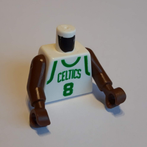 Lego Torso Basketball Jersey, Boston Celtics '8' Print, Long One Piece Arms Brown (NBA) / White