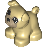 Lego Duplo Animal Dog, Pug with Dark Tan Face and Black Nose Print / Tan