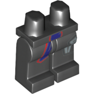 Lego Hips and Black Legs with Purple and Red Sash, Nindroid Armour Plate Print / Black